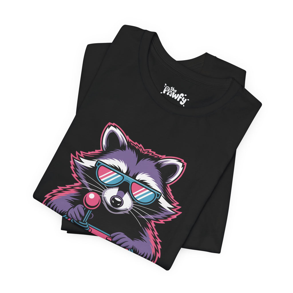 Player One Raccoon Graphic T-Shirt | 80s Synthwave Streetwear
