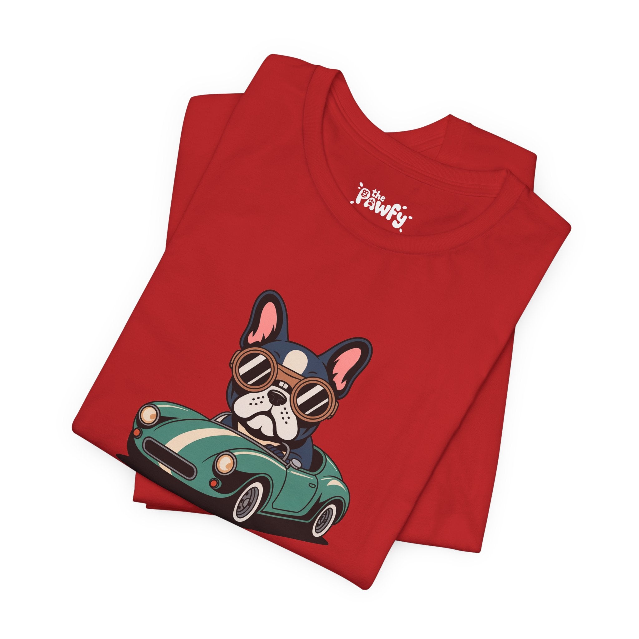 Retro Racer Frenchie Graphic T-Shirt | Classic Automotive Streetwear