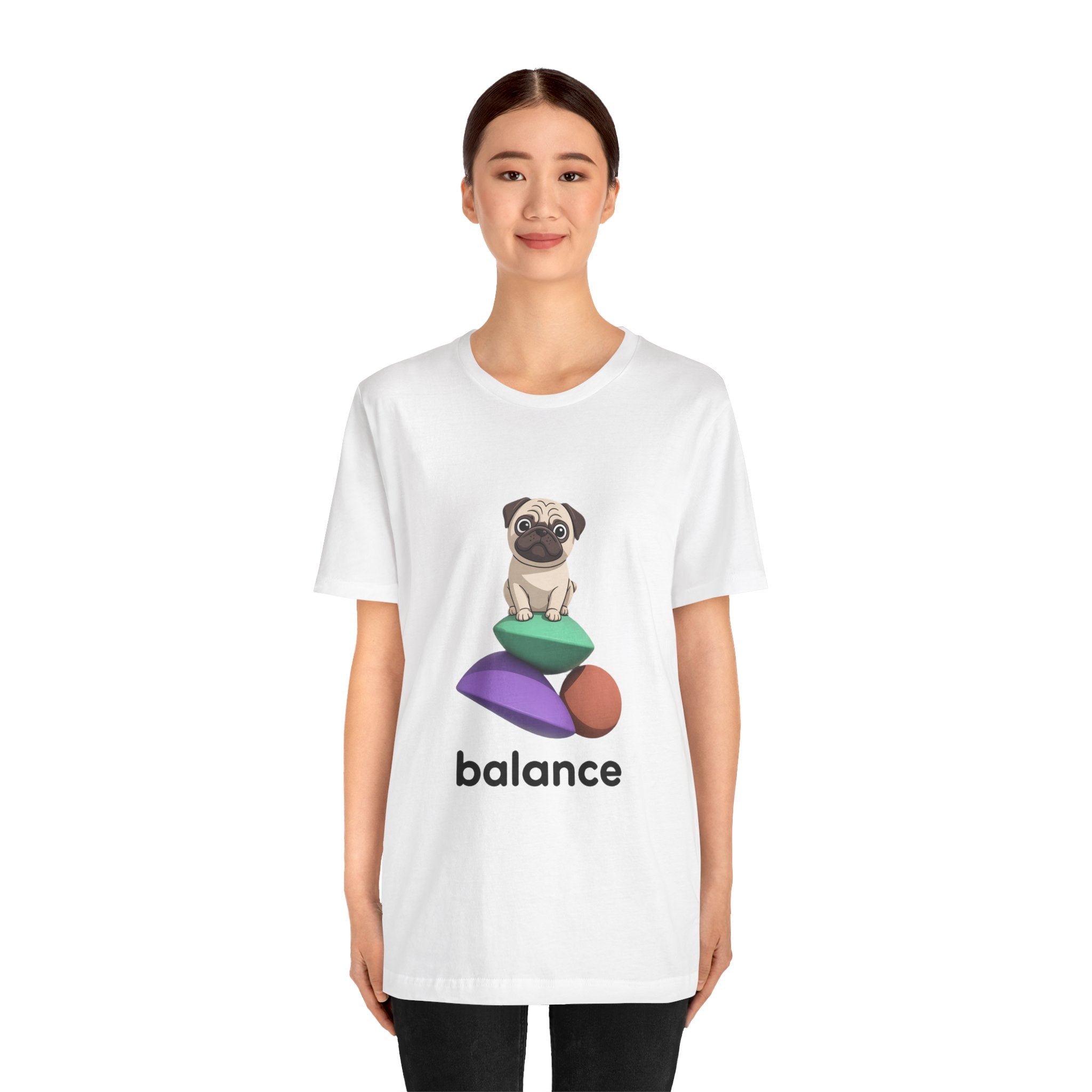 Balance Pug Graphic T-Shirt | Minimalist Designer Toy Streetwear