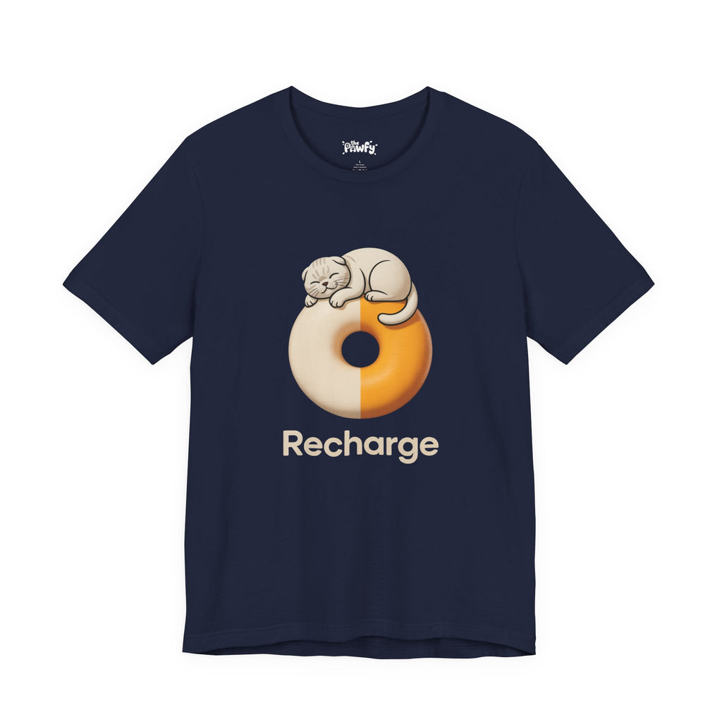 Recharge Scottish Fold Graphic T-Shirt | Minimalist Designer Toy Streetwear