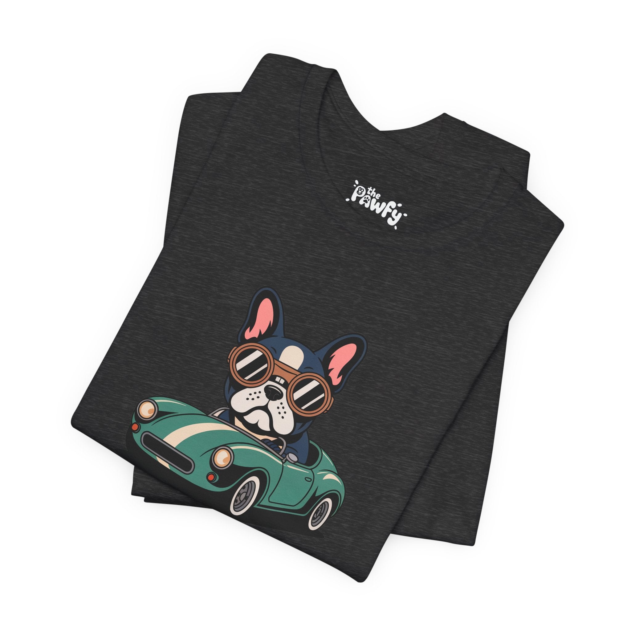 Retro Racer Frenchie Graphic T-Shirt | Classic Automotive Streetwear
