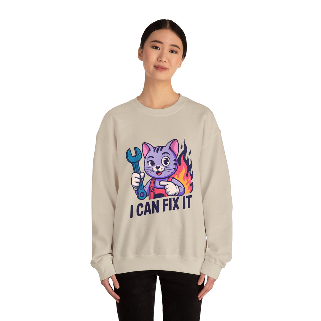 I Can Fix It Mechanic Cat Crewneck | The Irony Collection