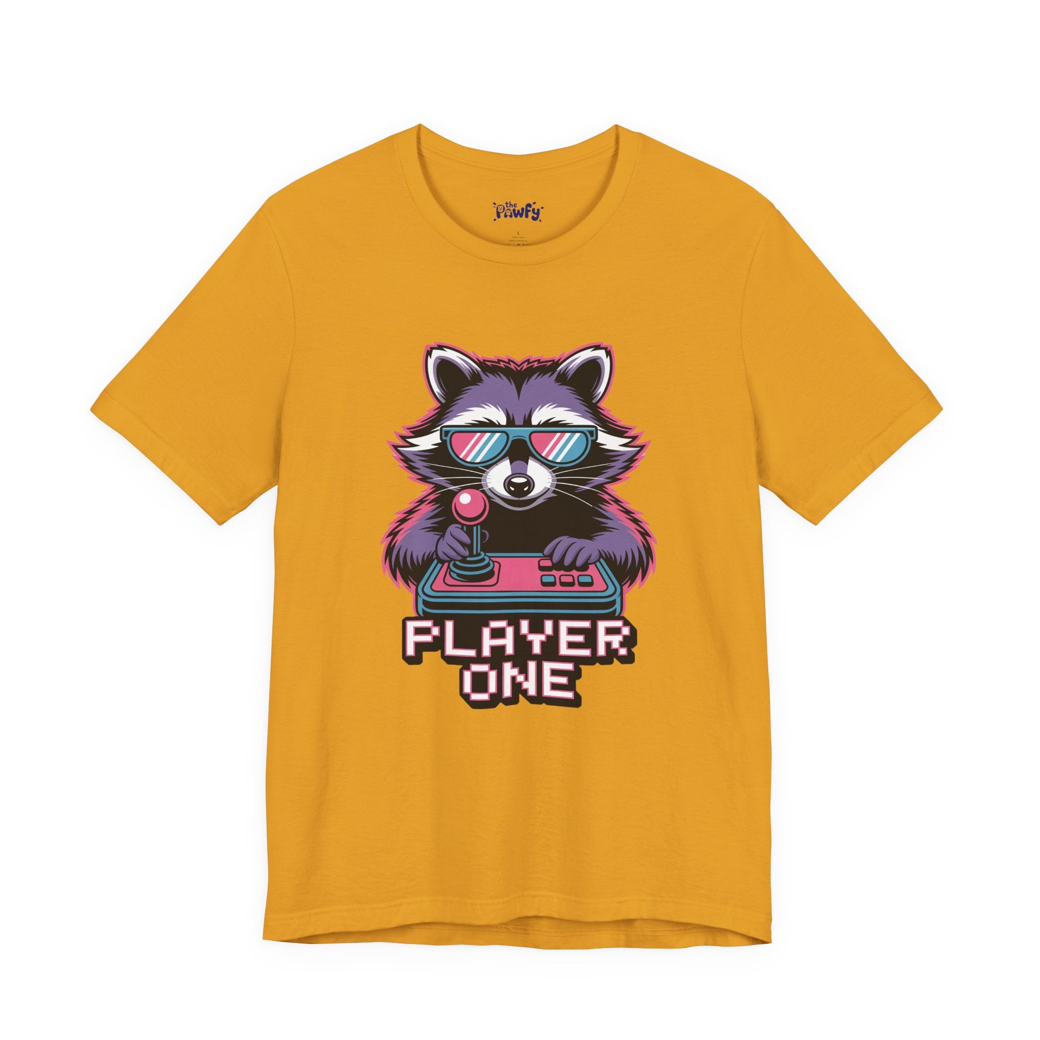 Player One Raccoon Graphic T-Shirt | 80s Synthwave Streetwear
