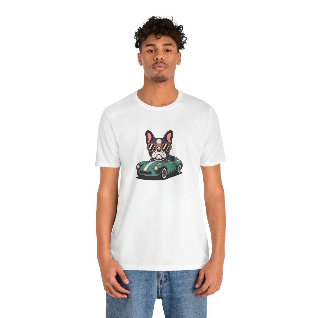 Retro Racer Frenchie Graphic T-Shirt | Classic Automotive Streetwear