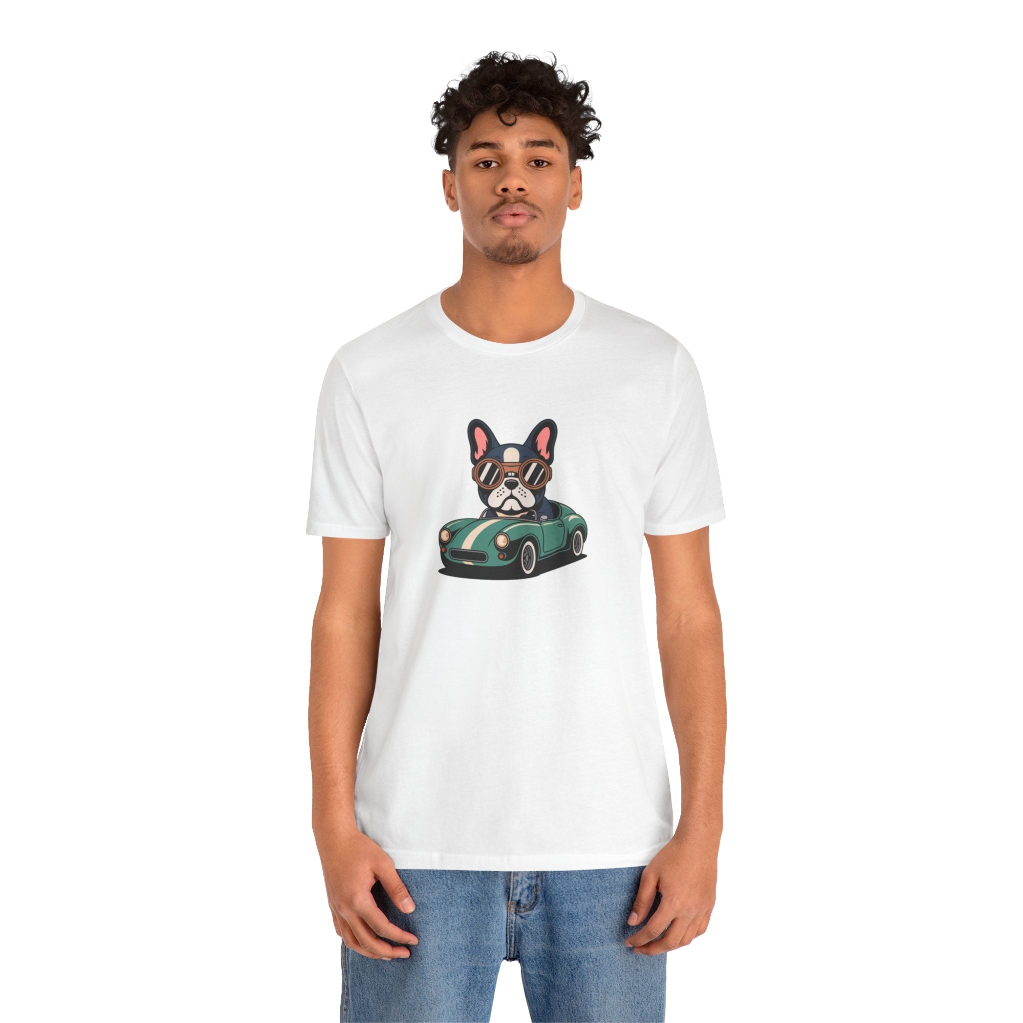Retro Racer Frenchie Graphic T-Shirt | Classic Automotive Streetwear