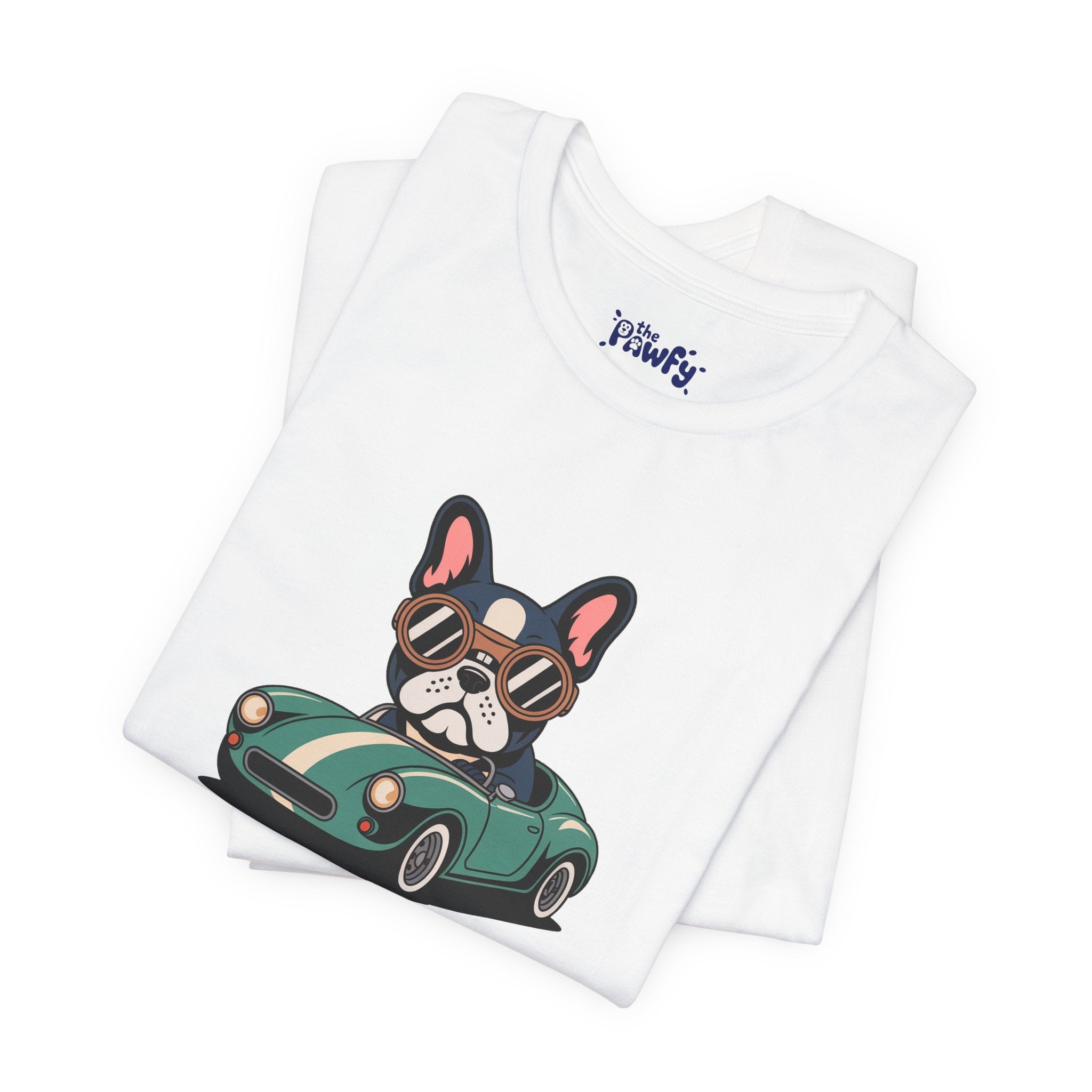Retro Racer Frenchie Graphic T-Shirt | Classic Automotive Streetwear