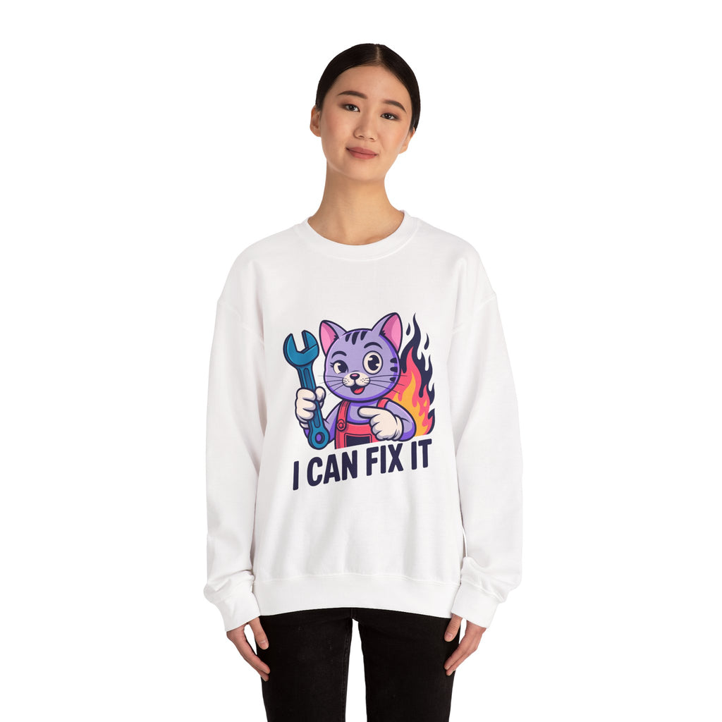 I Can Fix It Mechanic Cat Crewneck | The Irony Collection