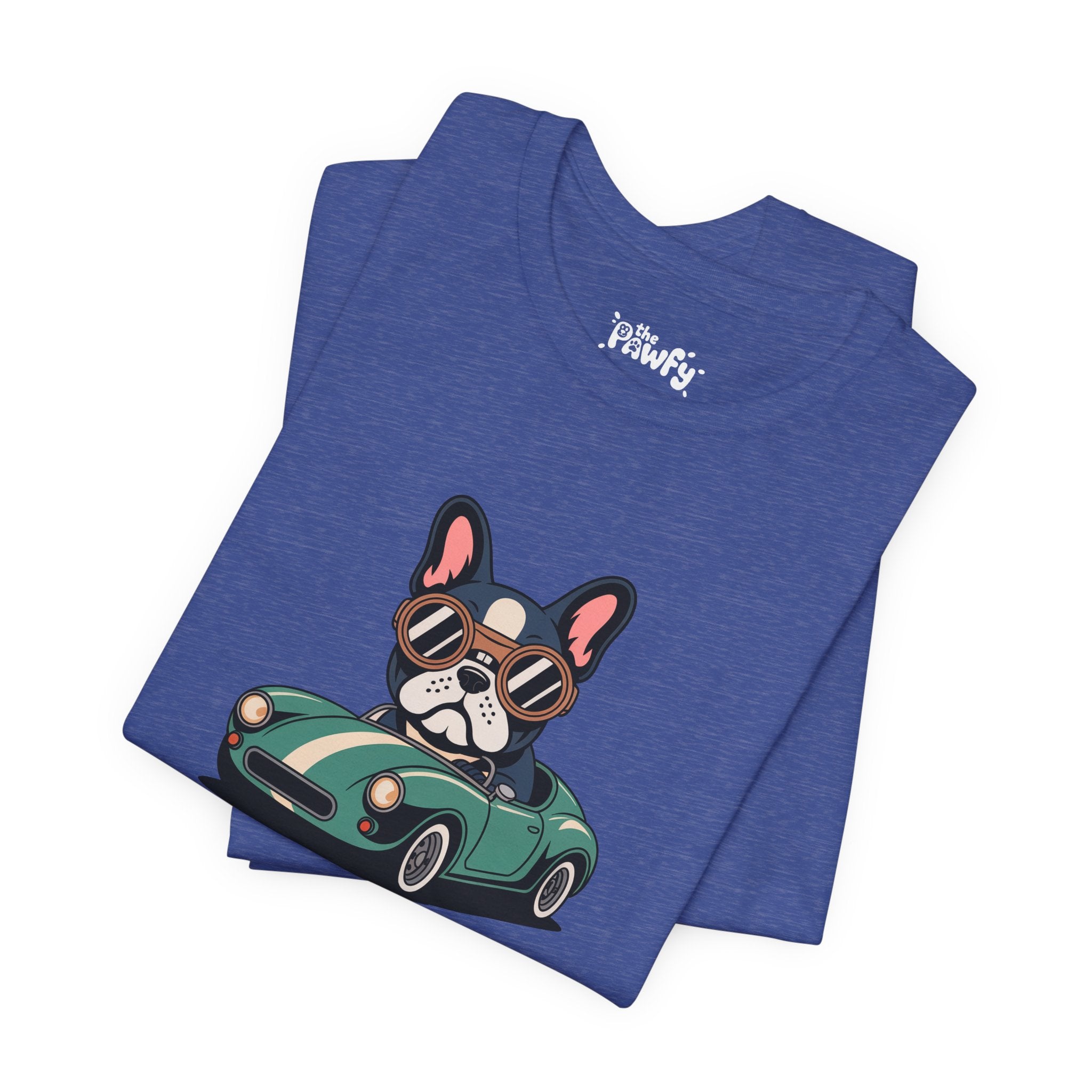 Retro Racer Frenchie Graphic T-Shirt | Classic Automotive Streetwear