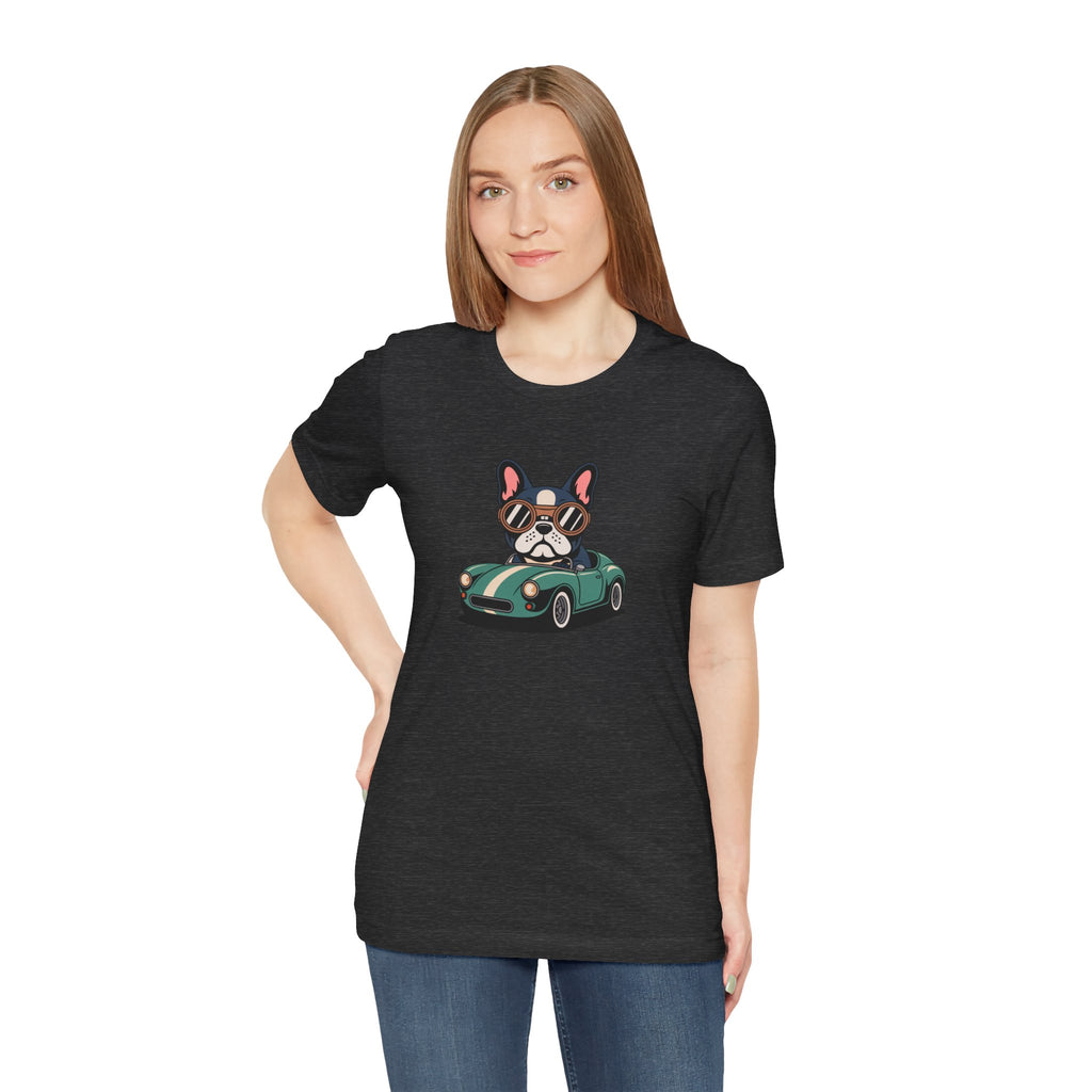 Retro Racer Frenchie Graphic T-Shirt | Classic Automotive Streetwear