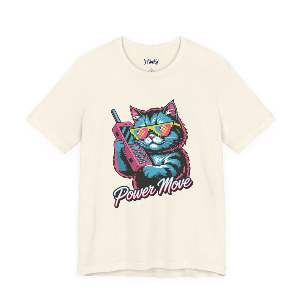 Power Move Persian Cat Graphic T-Shirt | 80s Synthwave Streetwear