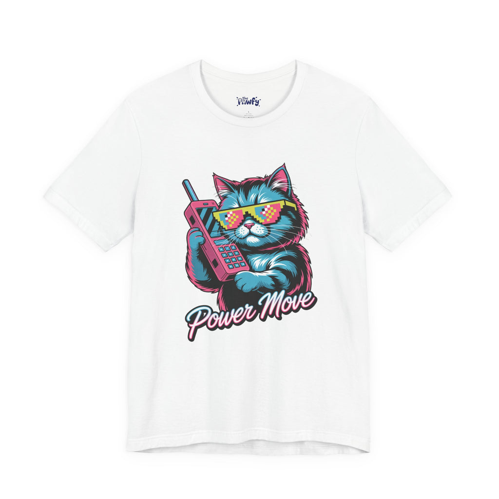 Power Move Persian Cat Graphic T-Shirt | 80s Synthwave Streetwear