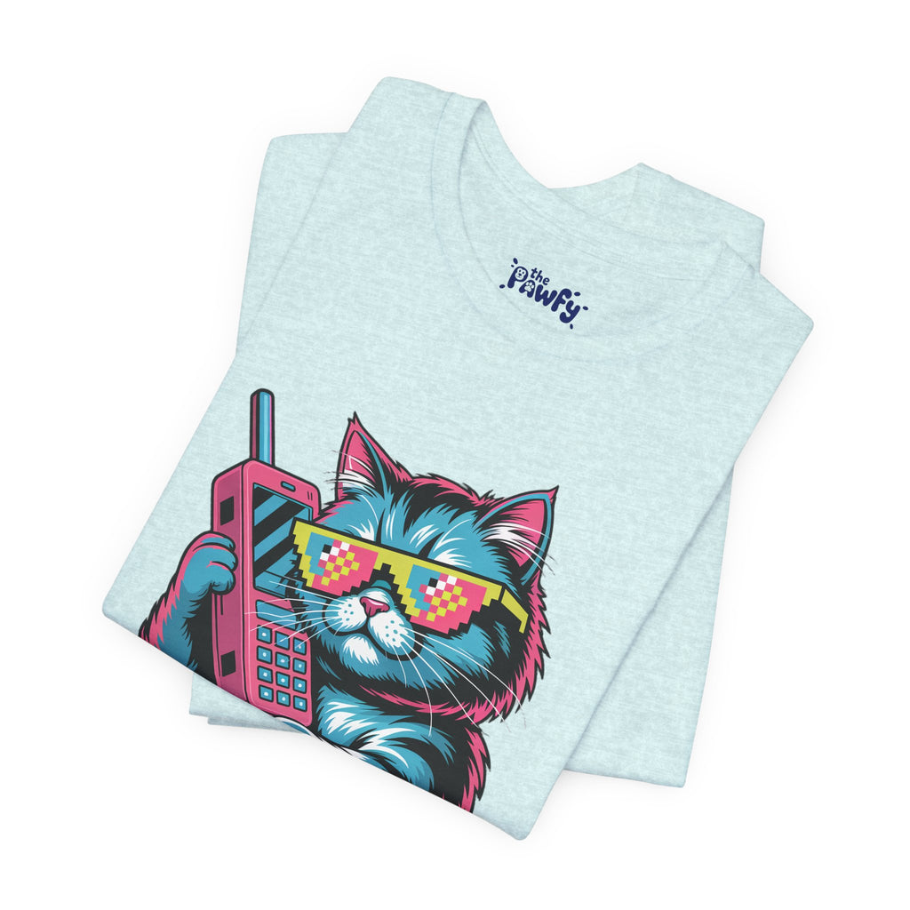 Power Move Persian Cat Graphic T-Shirt | 80s Synthwave Streetwear