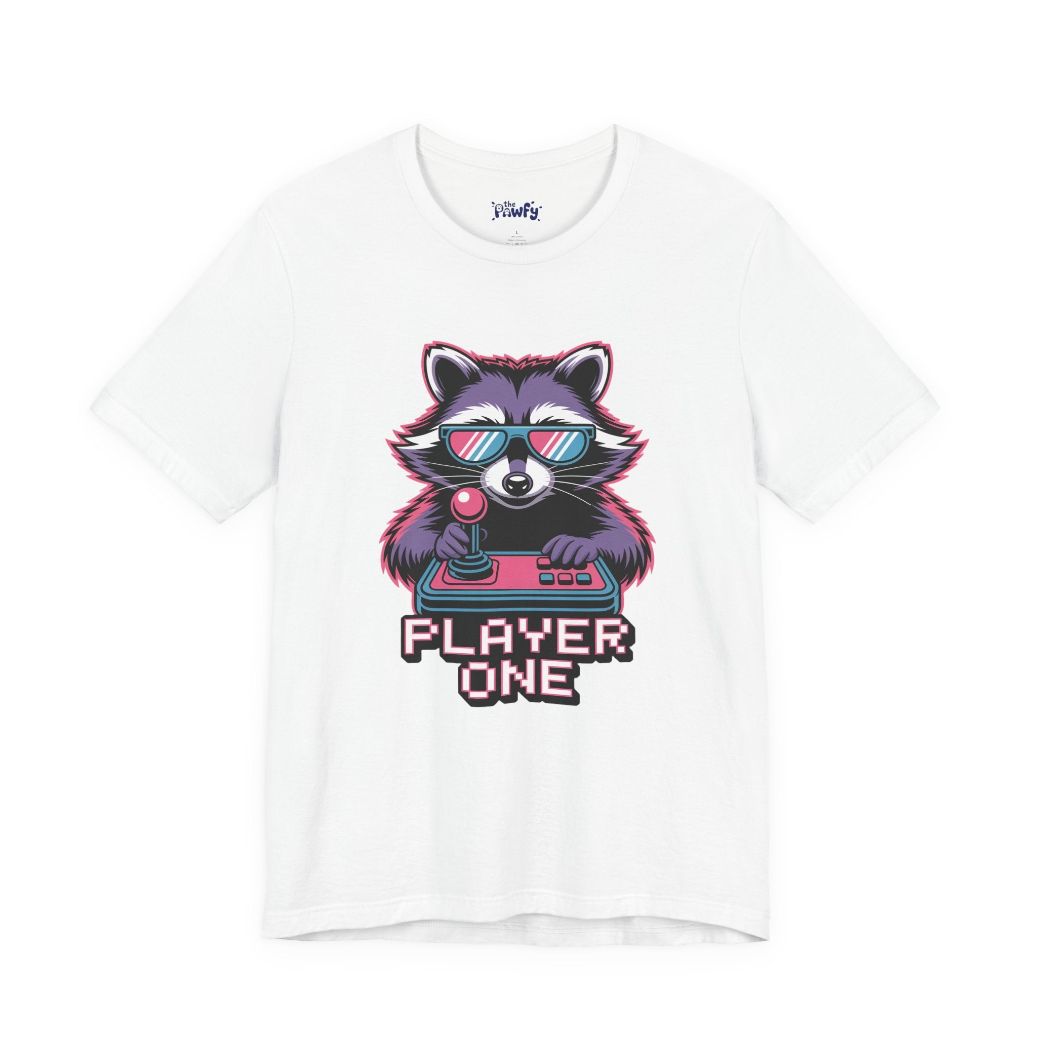 Player One Raccoon Graphic T-Shirt | 80s Synthwave Streetwear