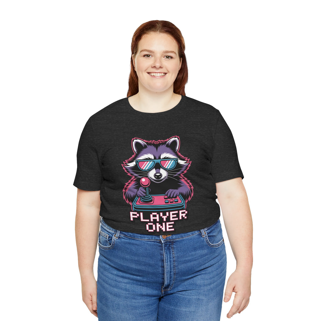 Player One Raccoon Graphic T-Shirt | 80s Synthwave Streetwear