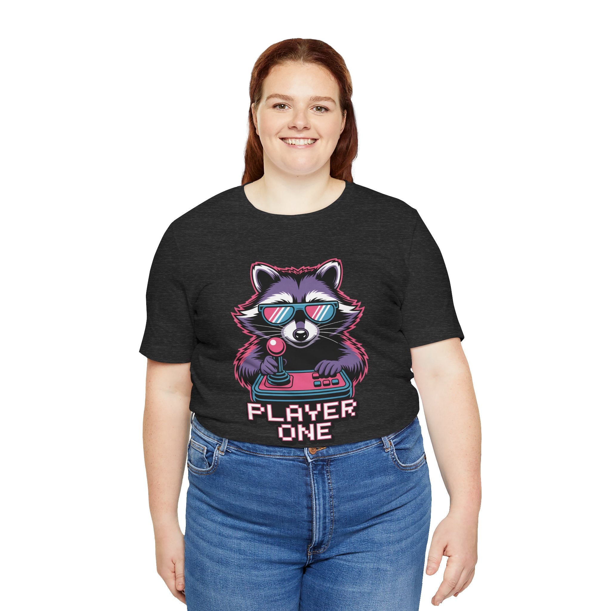 Player One Raccoon Graphic T-Shirt | 80s Synthwave Streetwear