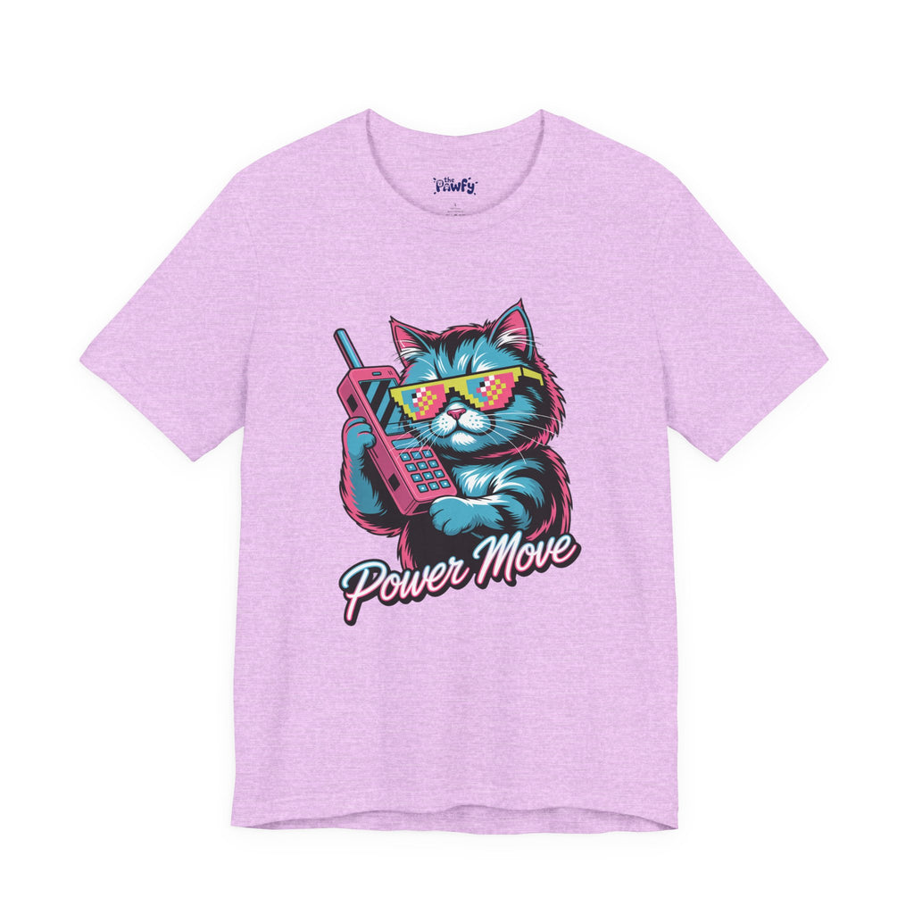 Power Move Persian Cat Graphic T-Shirt | 80s Synthwave Streetwear