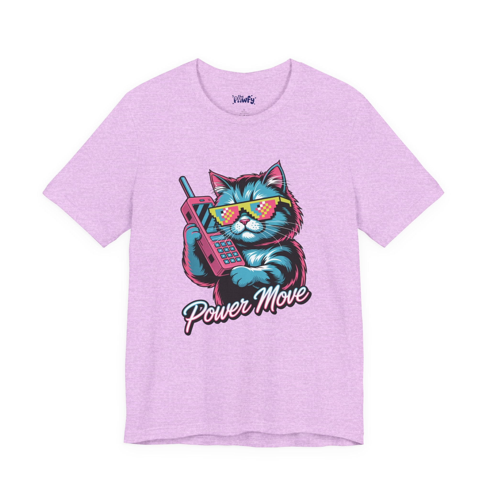 Power Move Persian Cat Graphic T-Shirt | 80s Synthwave Streetwear