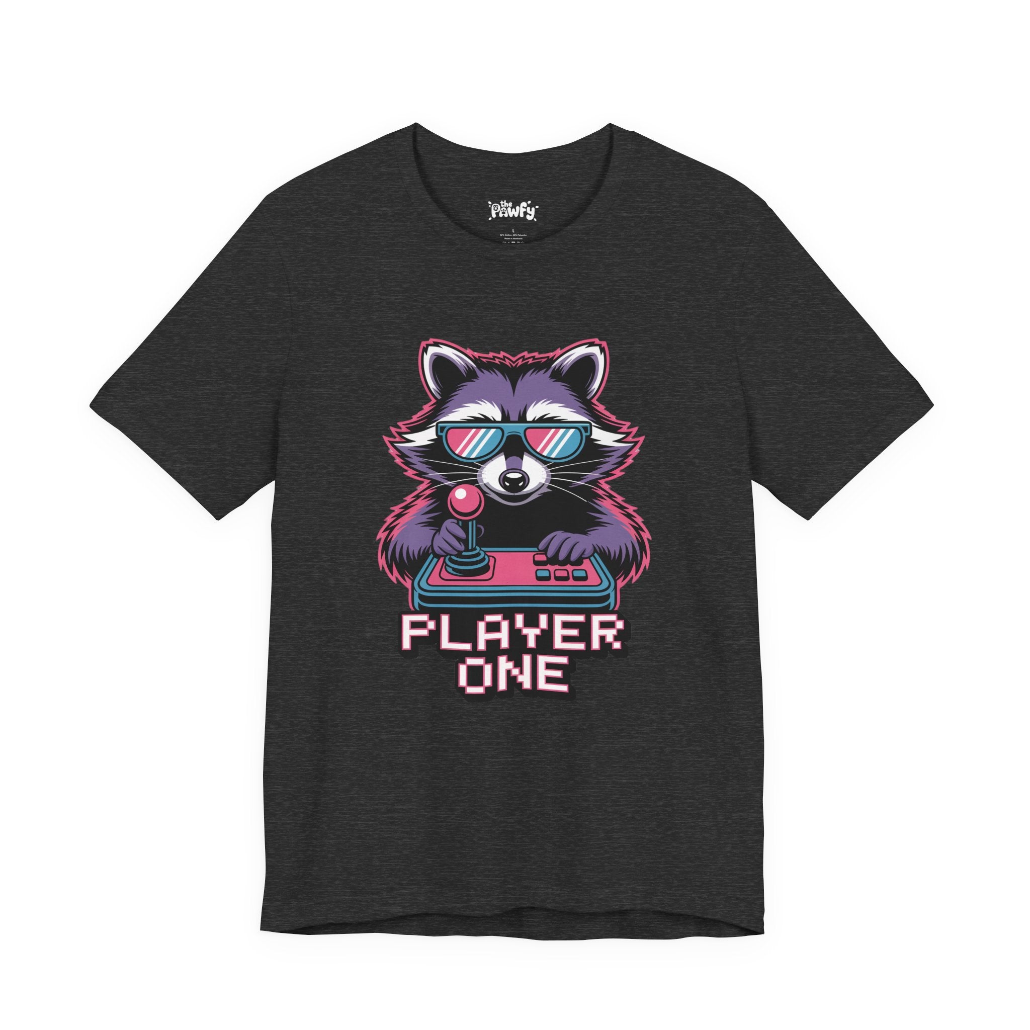 Player One Raccoon Graphic T-Shirt | 80s Synthwave Streetwear