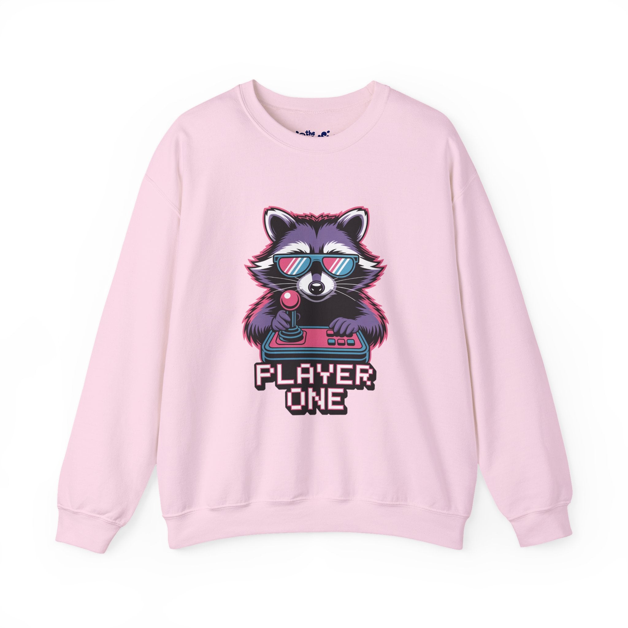 Player One Raccoon Crewneck | 80s Retro Gamer Sweater