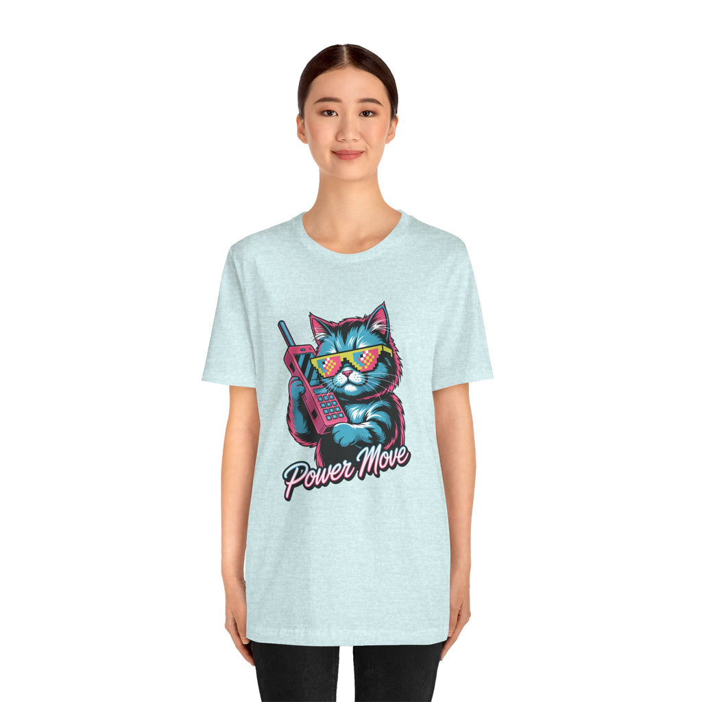 Power Move Persian Cat Graphic T-Shirt | 80s Synthwave Streetwear
