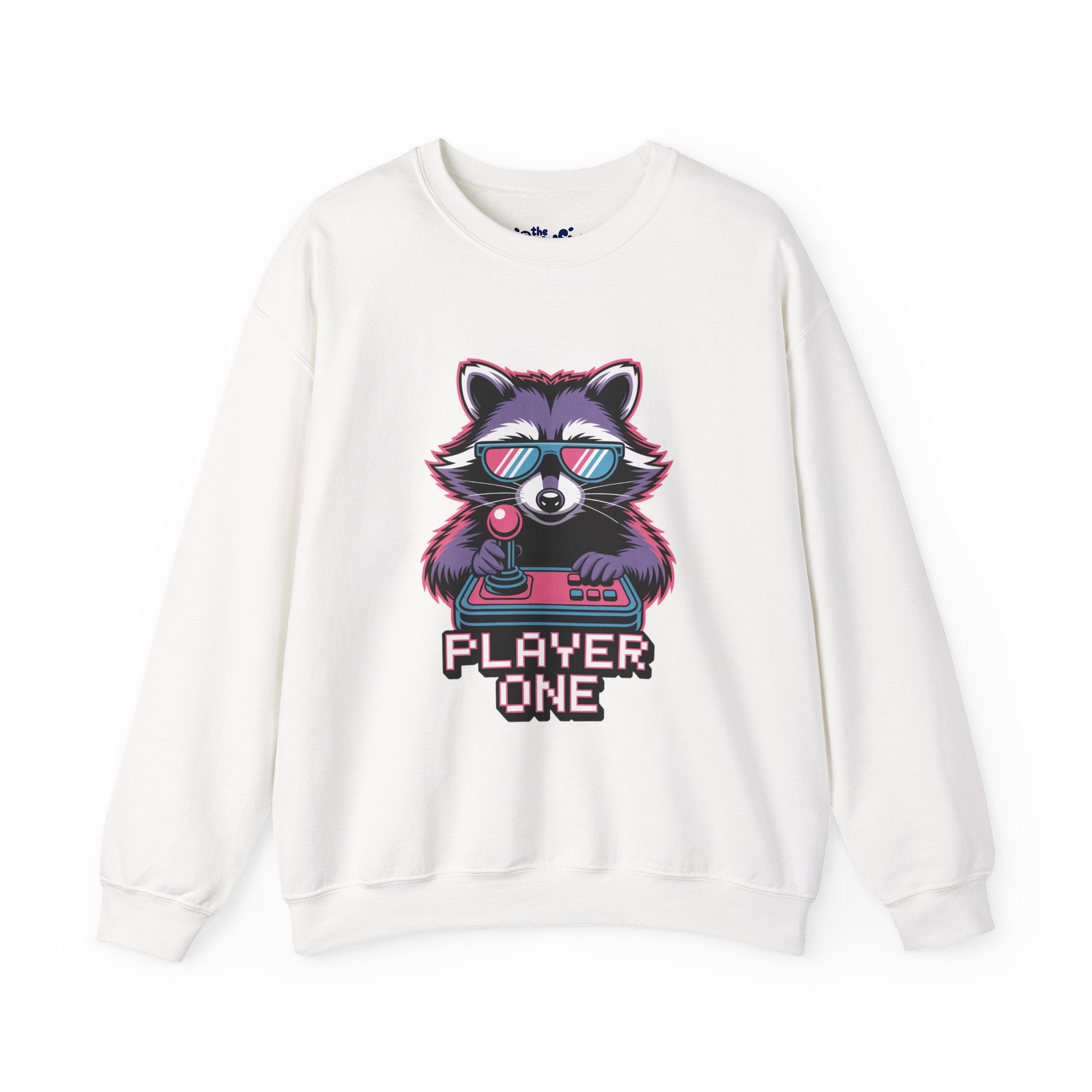 Player One Raccoon Crewneck | 80s Retro Gamer Sweater