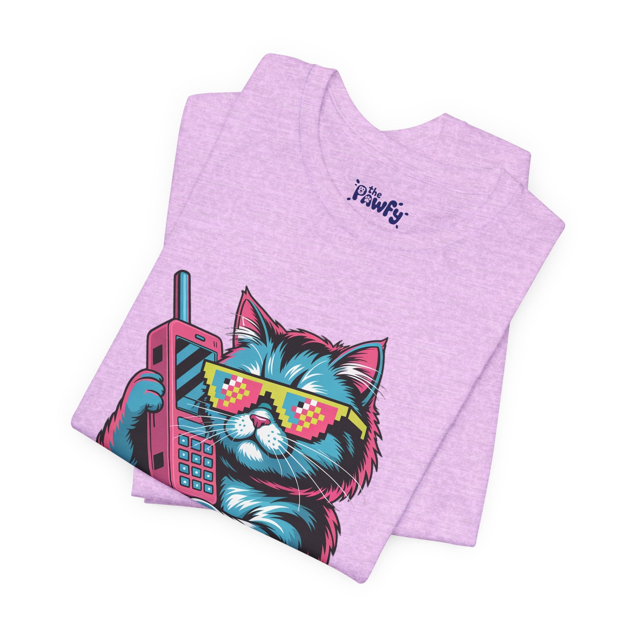 Power Move Persian Cat Graphic T-Shirt | 80s Synthwave Streetwear