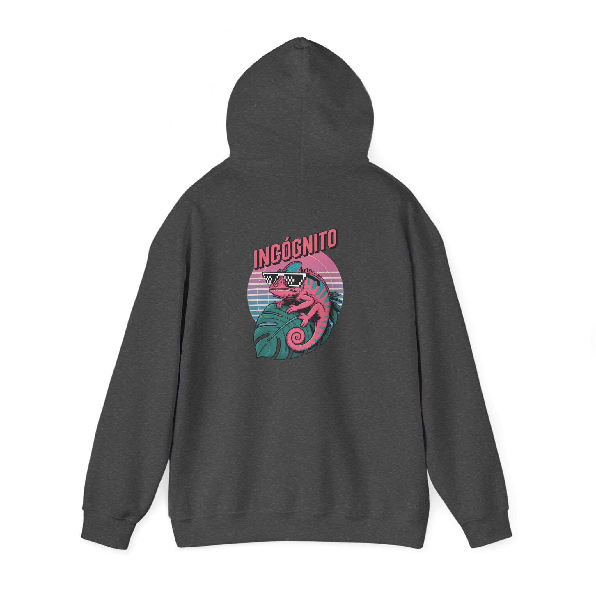 Incógnito Neon Chameleon Hoodie | Vaporwave 8-Bit Retro Pullover