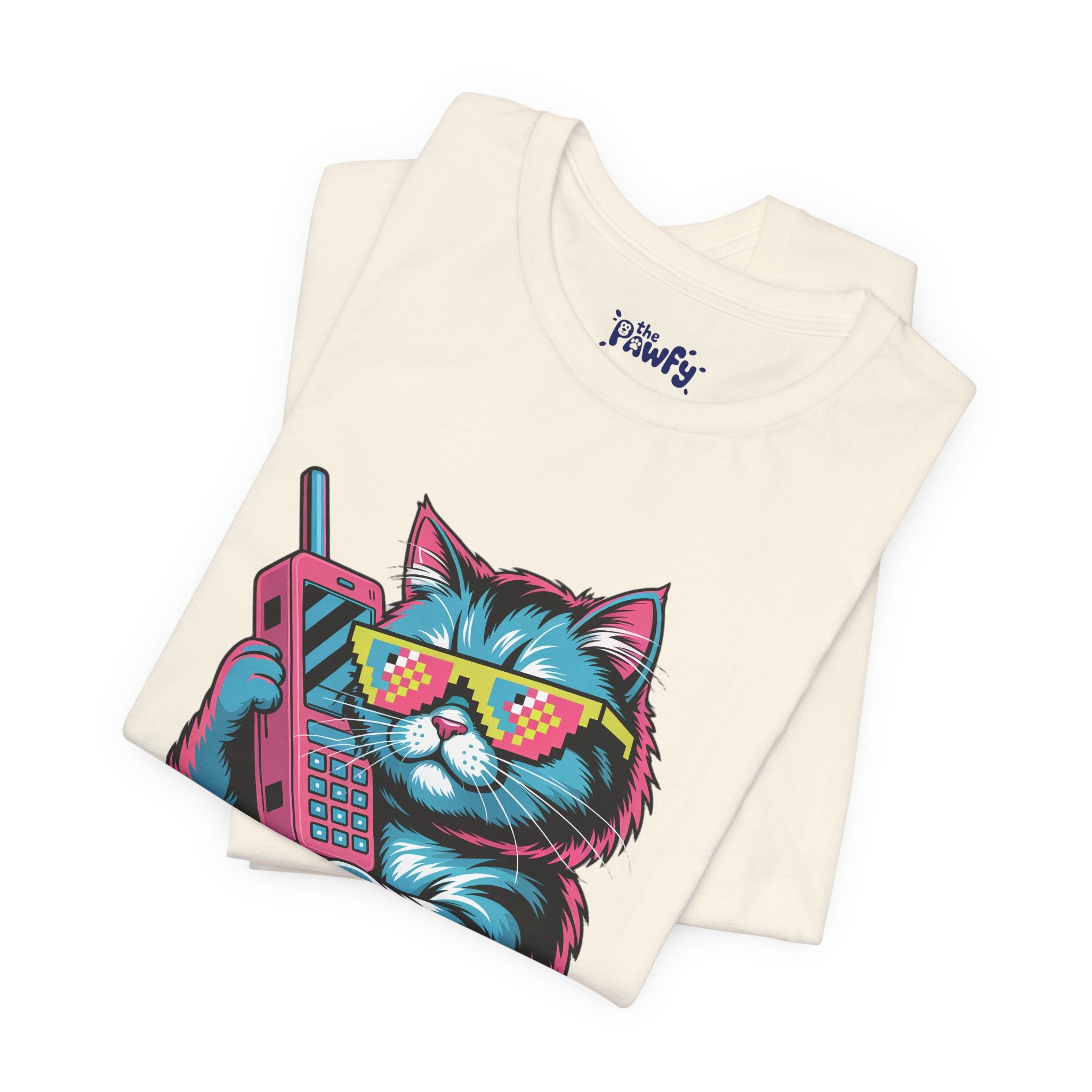 Power Move Persian Cat Graphic T-Shirt | 80s Synthwave Streetwear