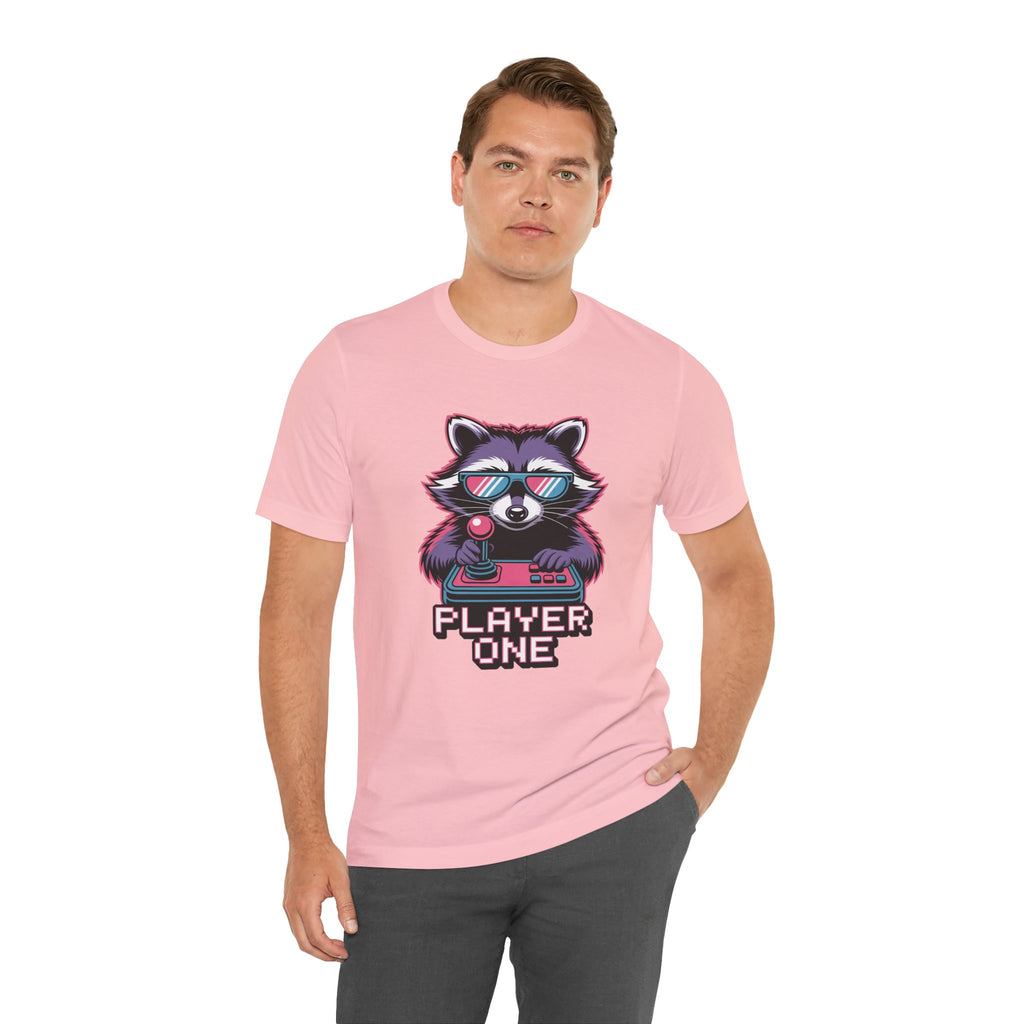 Player One Raccoon Graphic T-Shirt | 80s Synthwave Streetwear