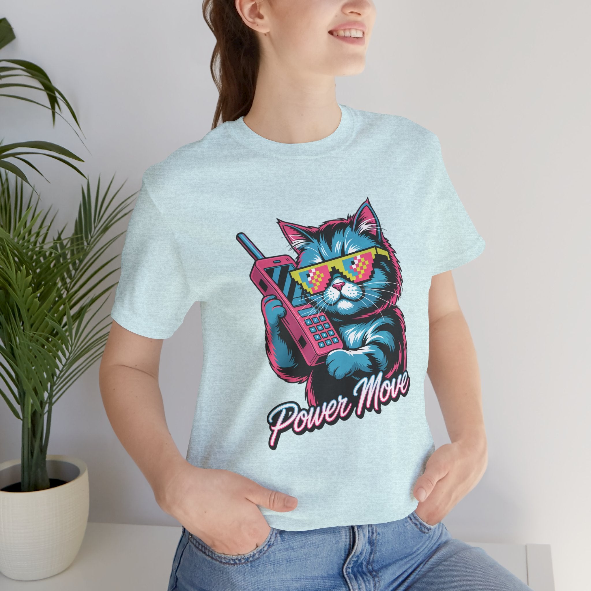 Power Move Persian Cat Graphic T-Shirt | 80s Synthwave Streetwear
