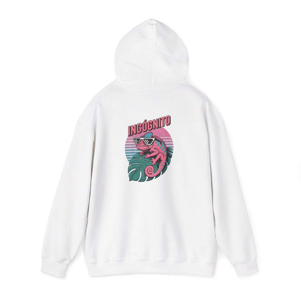 Incógnito Neon Chameleon Hoodie | Vaporwave 8-Bit Retro Pullover