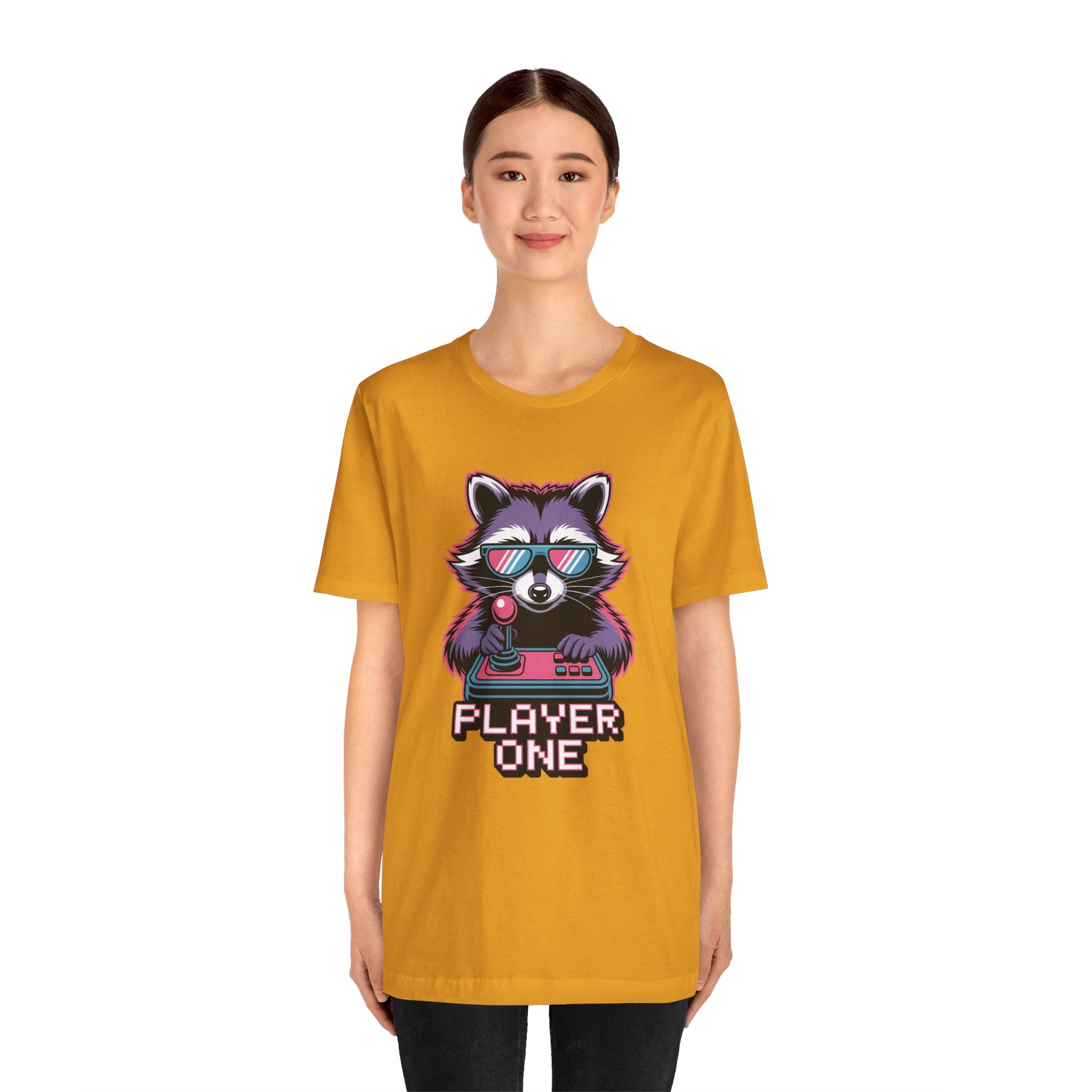 Player One Raccoon Graphic T-Shirt | 80s Synthwave Streetwear