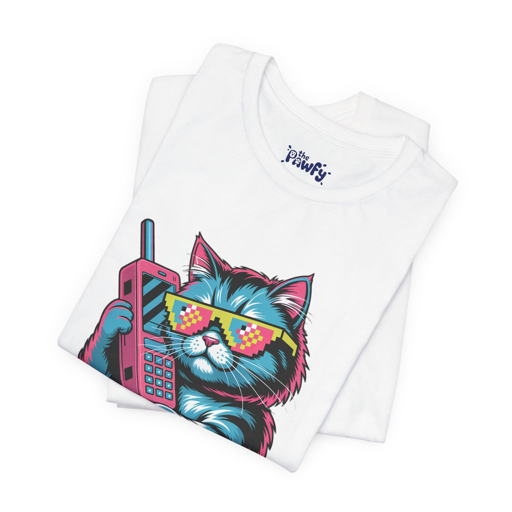 Power Move Persian Cat Graphic T-Shirt | 80s Synthwave Streetwear