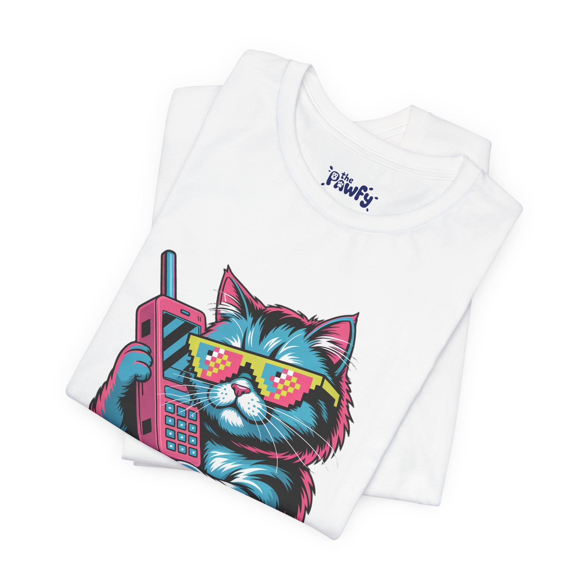 Power Move Persian Cat Graphic T-Shirt | 80s Synthwave Streetwear