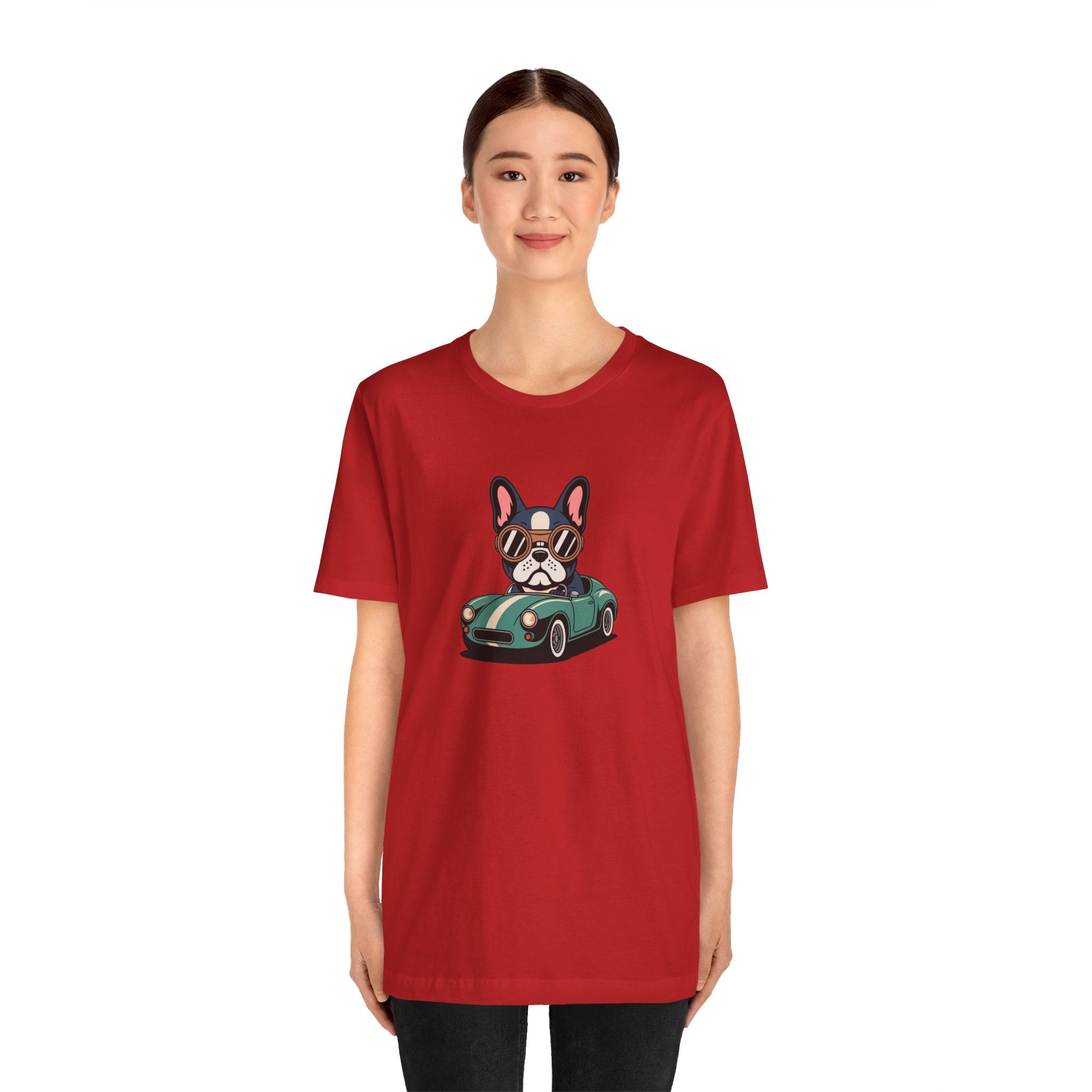 Retro Racer Frenchie Graphic T-Shirt | Classic Automotive Streetwear