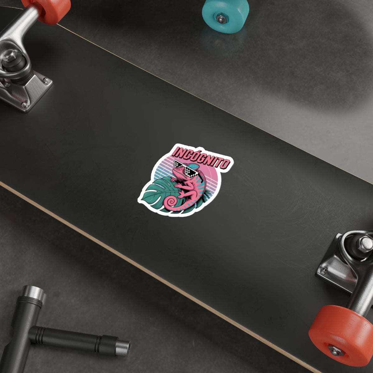 Incógnito Retro Chameleon Die-Cut Sticker | Synthwave Decal