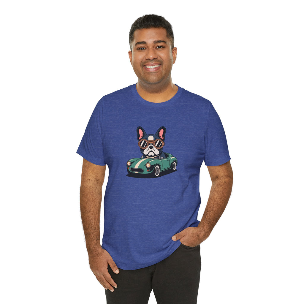 Retro Racer Frenchie Graphic T-Shirt | Classic Automotive Streetwear