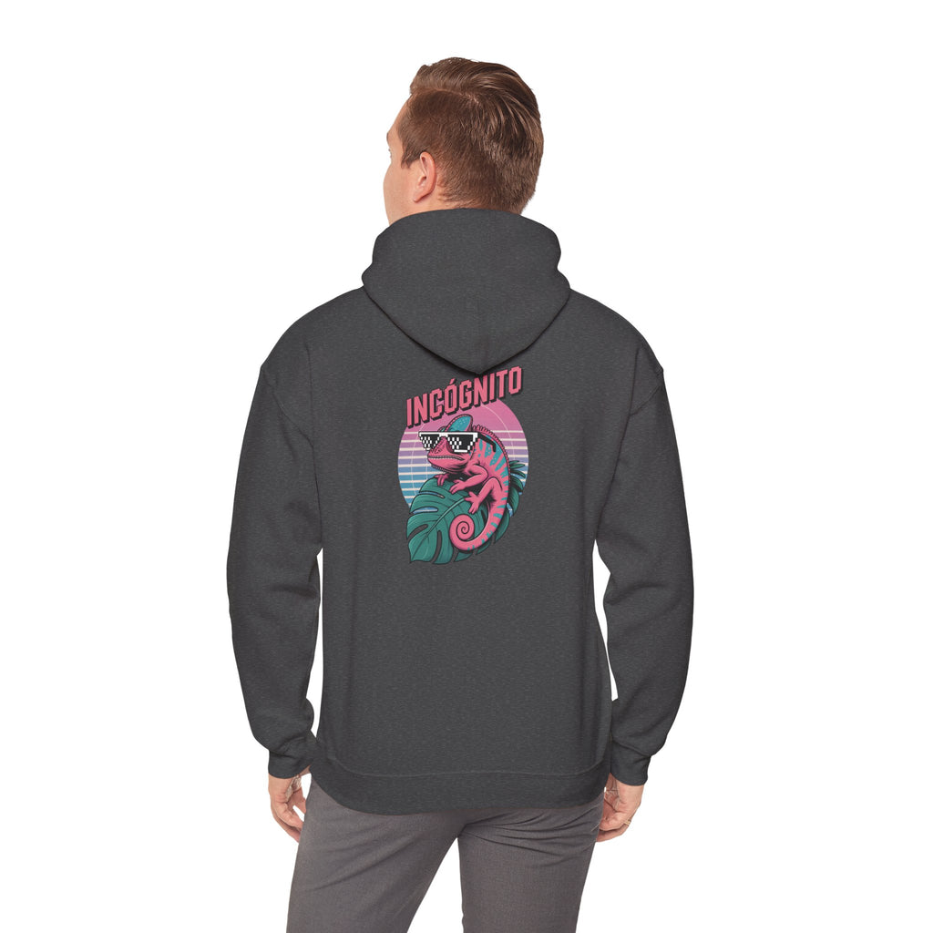 Incógnito Neon Chameleon Hoodie | Vaporwave 8-Bit Retro Pullover