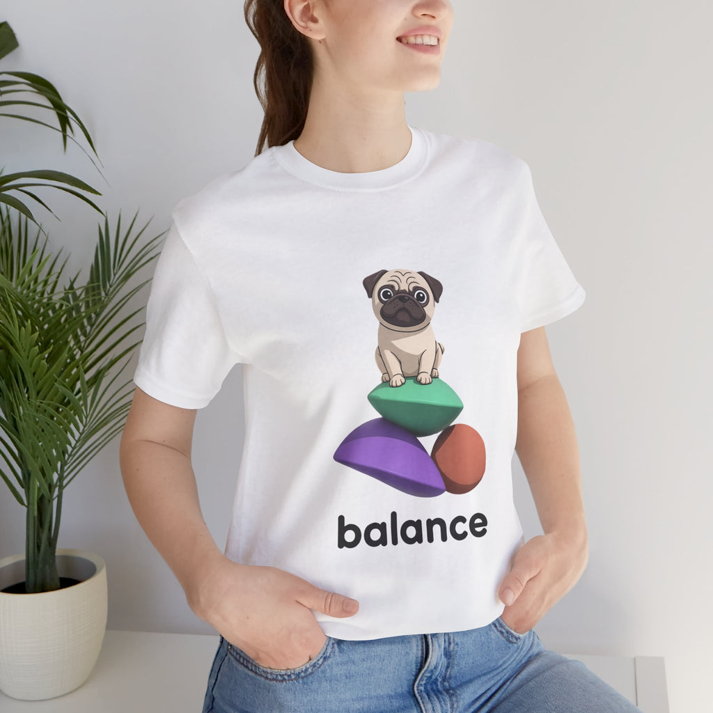 Balance Pug Graphic T-Shirt | Minimalist Designer Toy Streetwear
