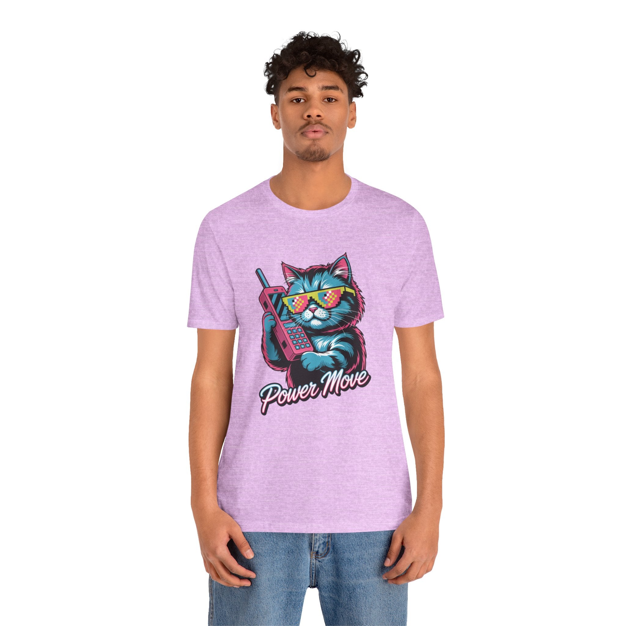 Power Move Persian Cat Graphic T-Shirt | 80s Synthwave Streetwear