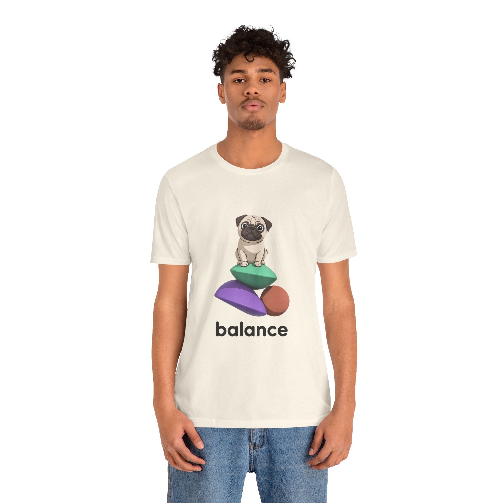Balance Pug Graphic T-Shirt | Minimalist Designer Toy Streetwear
