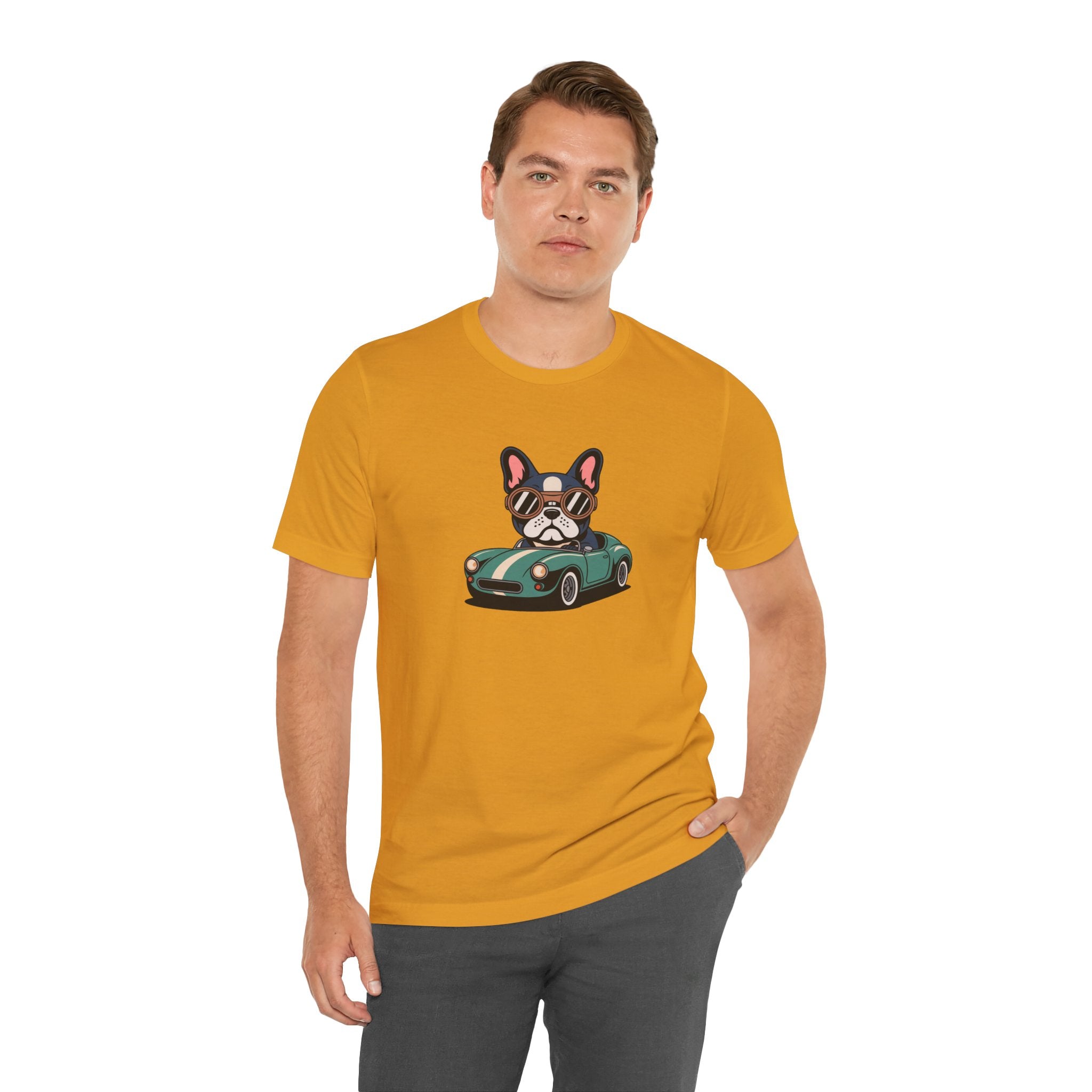 Retro Racer Frenchie Graphic T-Shirt | Classic Automotive Streetwear