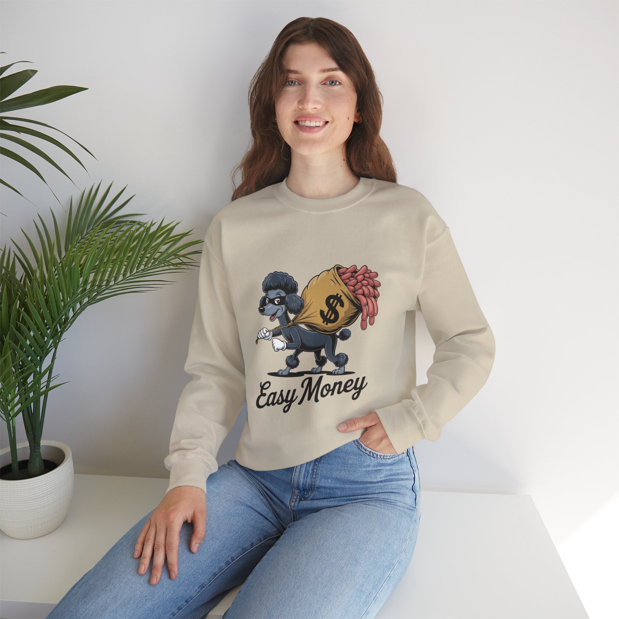 Easy Money Poodle Heist Crewneck | Vintage Hustle Syndicate