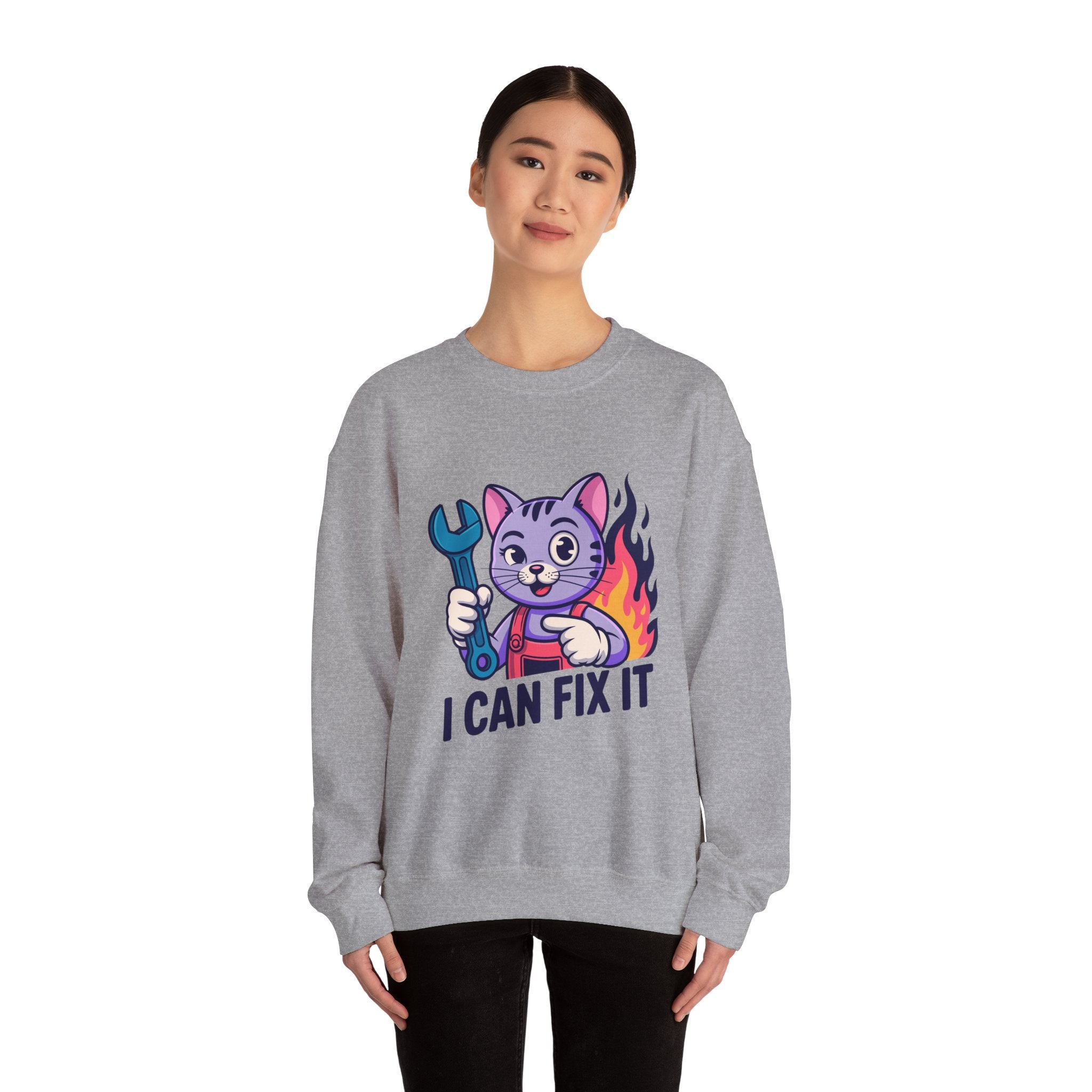 I Can Fix It Mechanic Cat Crewneck | The Irony Collection