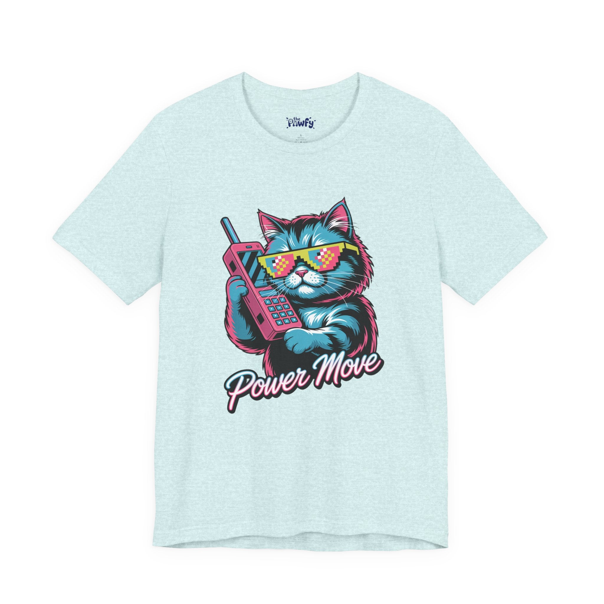 Power Move Persian Cat Graphic T-Shirt | 80s Synthwave Streetwear